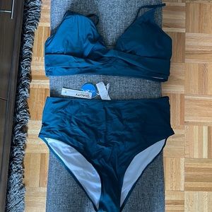 Cupshe XL Teal High Wasted Bikini